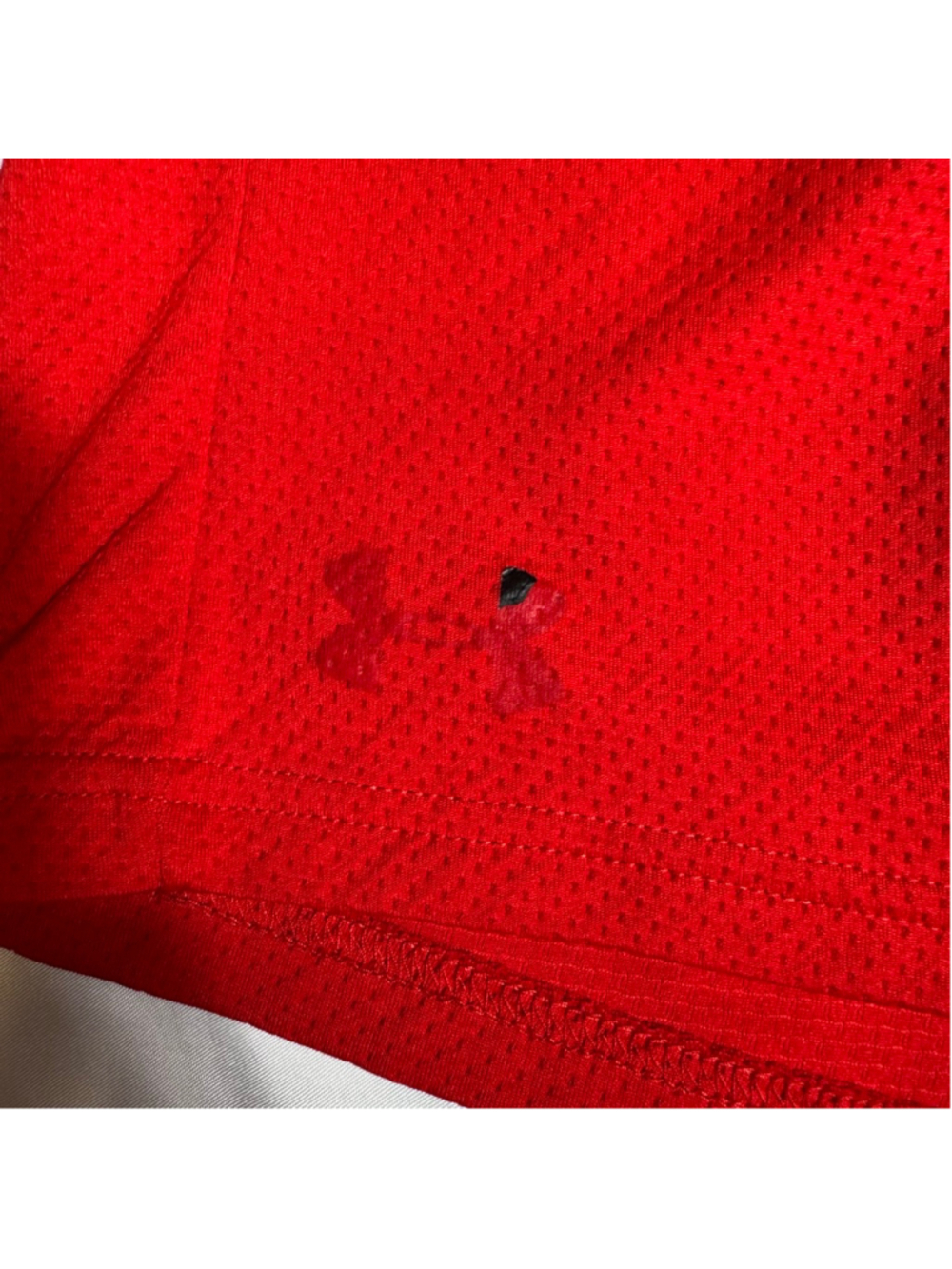 Boy’s Under Armour Red Athletic Shorts with Black Drawstring, Size L - Picture 2 of 5